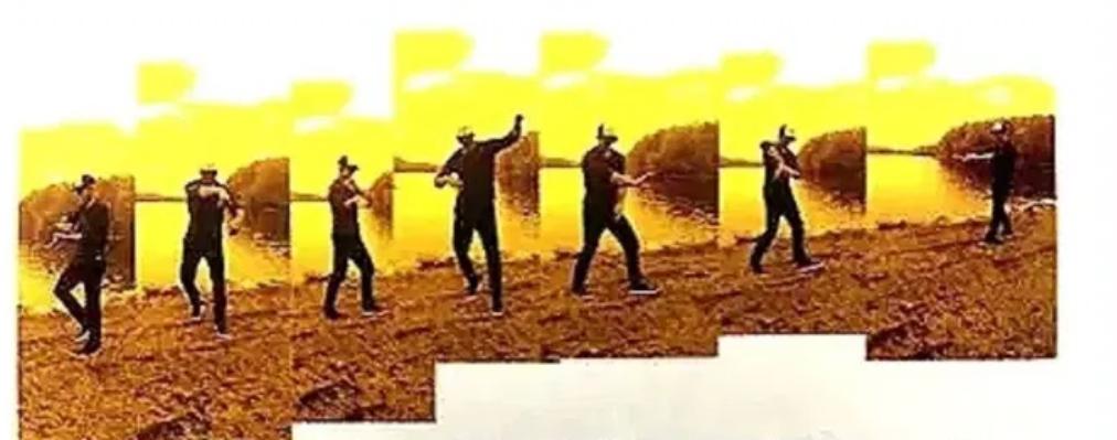 Rhythm & Movement — a sequence of Coach Bill moving along a sunset shoreline